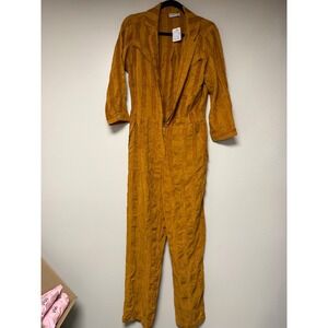 The Odells Mustard Yellow Corduroy‎ Striped Jumpsuit Size S Anthropolgie FP